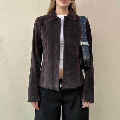 Vintage 00s brown suede jacket