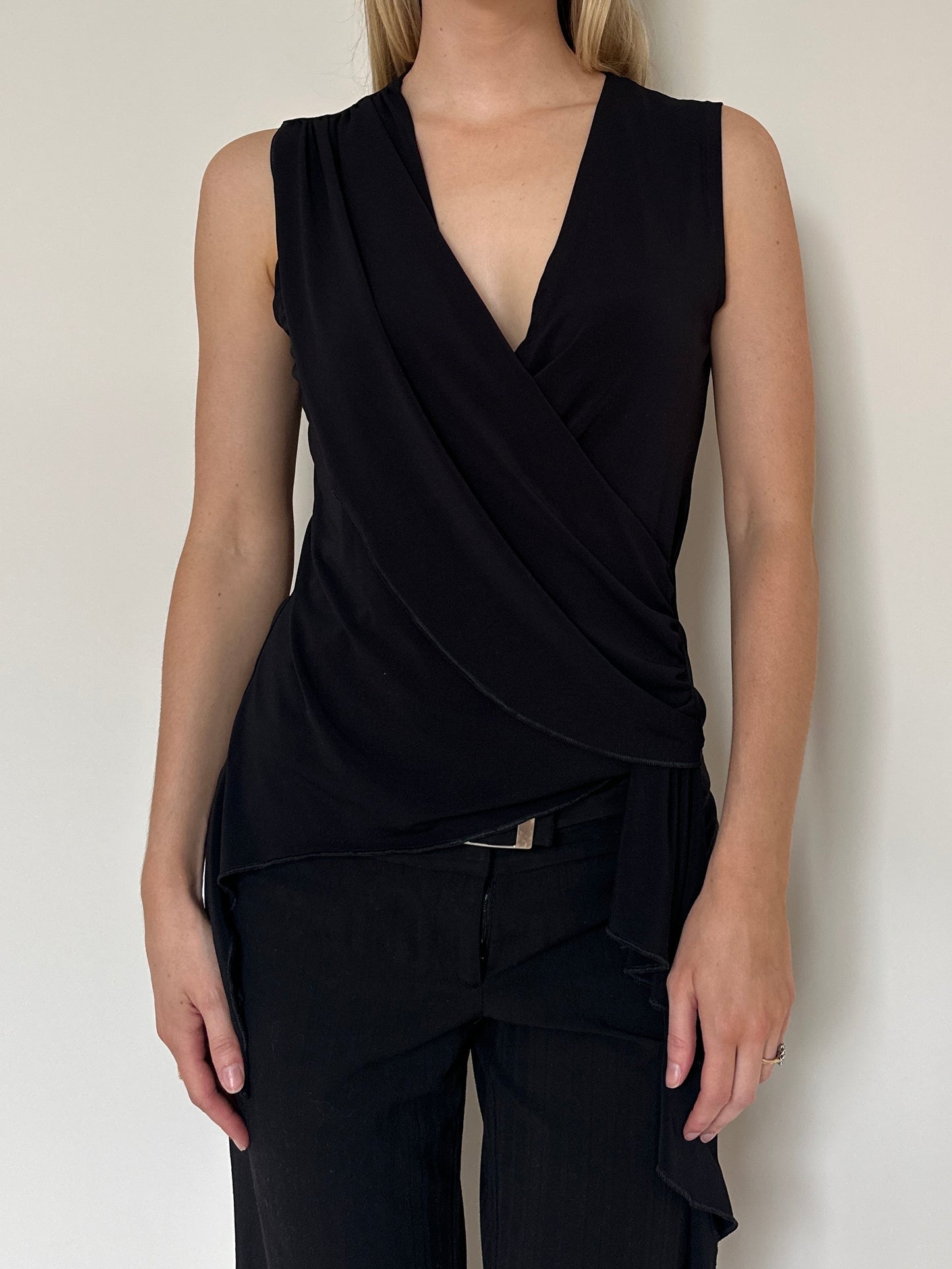 Vintage 00s Black Drape Top