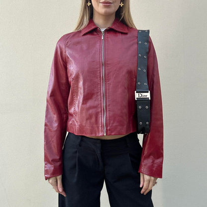 Vintage 00s red leather jacket