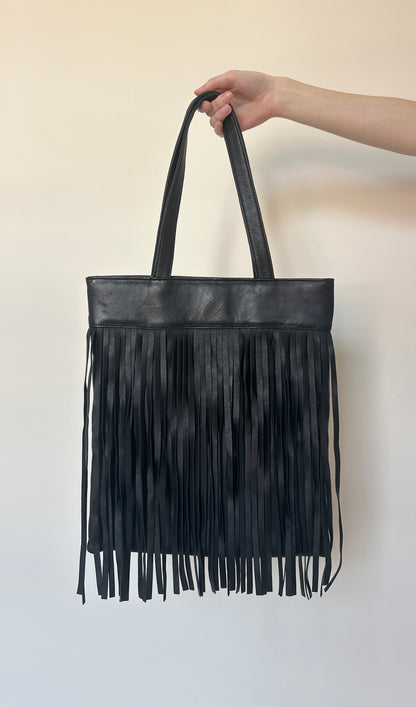 Vintage leather tassle bag