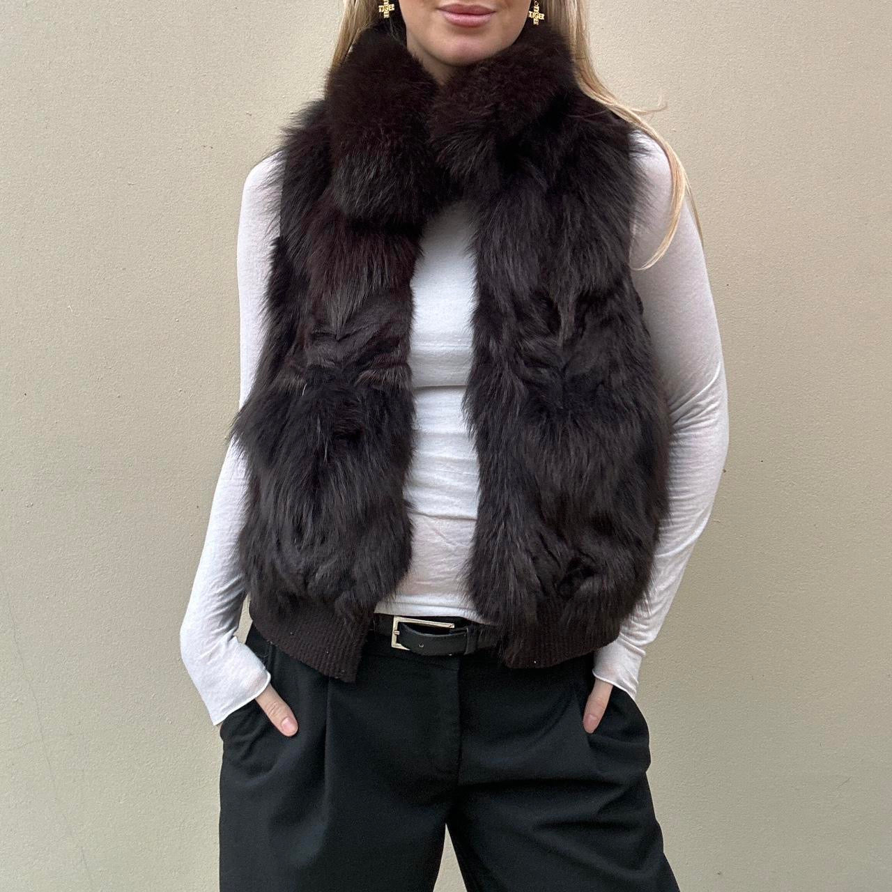 Vintage brown fur gilet