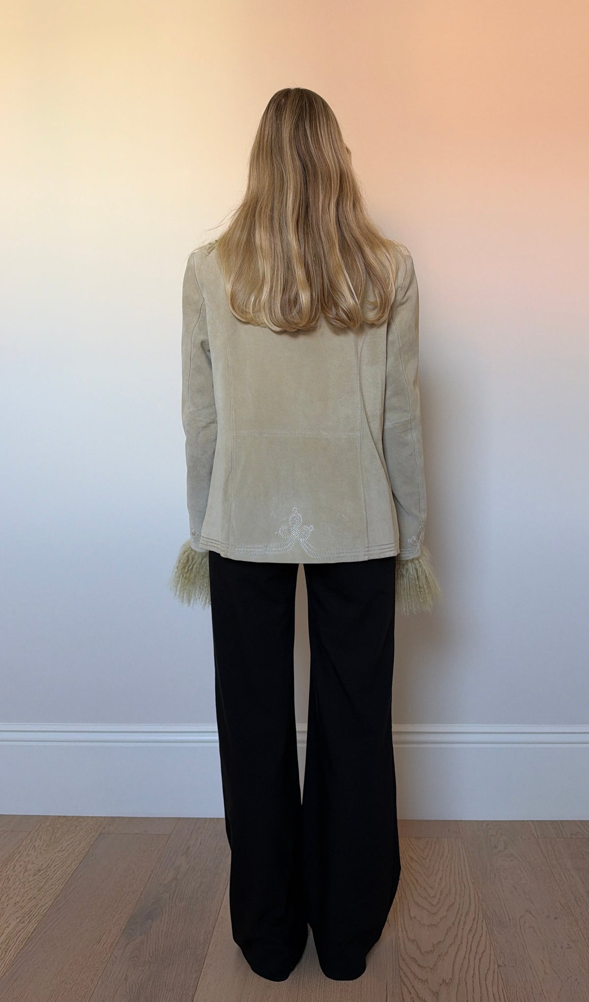 Vintage camel mongolian fur jacket