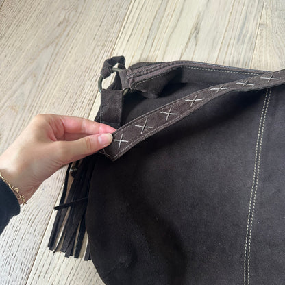 Vintage brown suede tassel bag