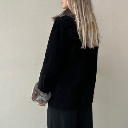 Vintage suede & faux fur jacket