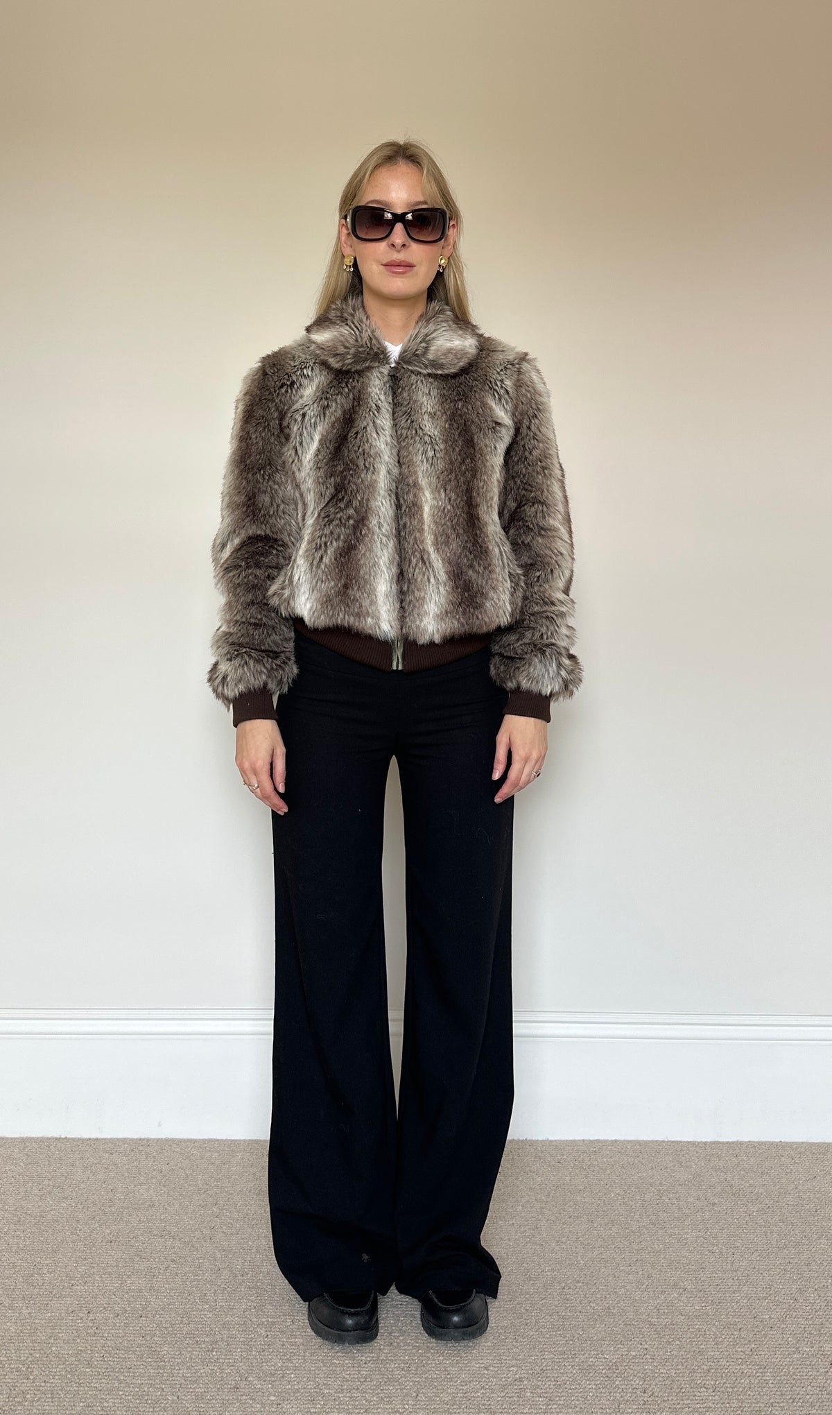 Vintage faux fur bomber jacket