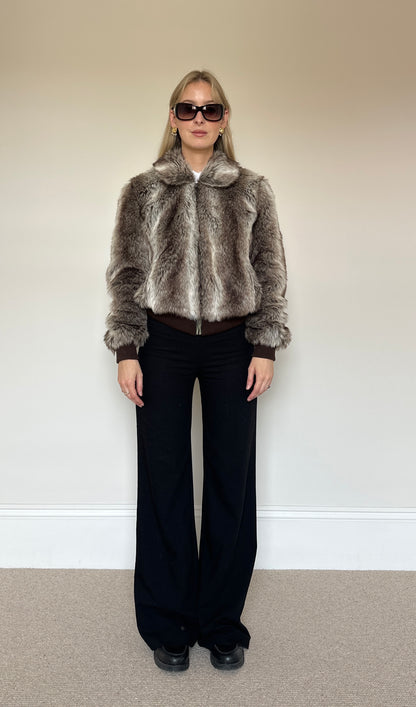 Vintage faux fur bomber jacket