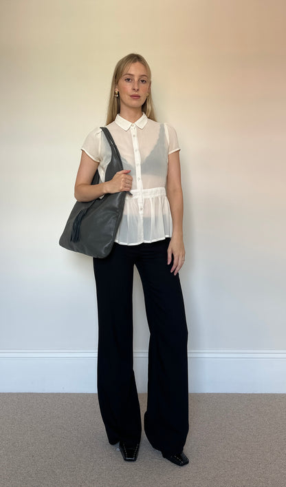 Vintage grey leather Tassle bag