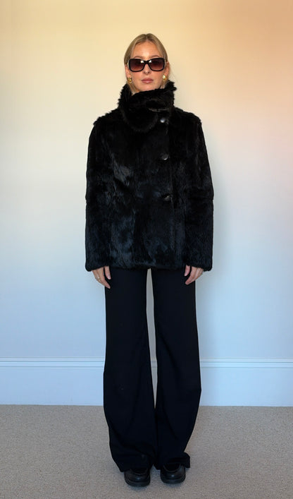 Vintage real fur coat asymmetric jacket