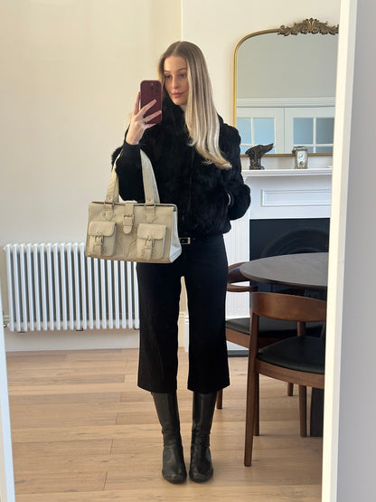 Vintage black fur bomber jacket