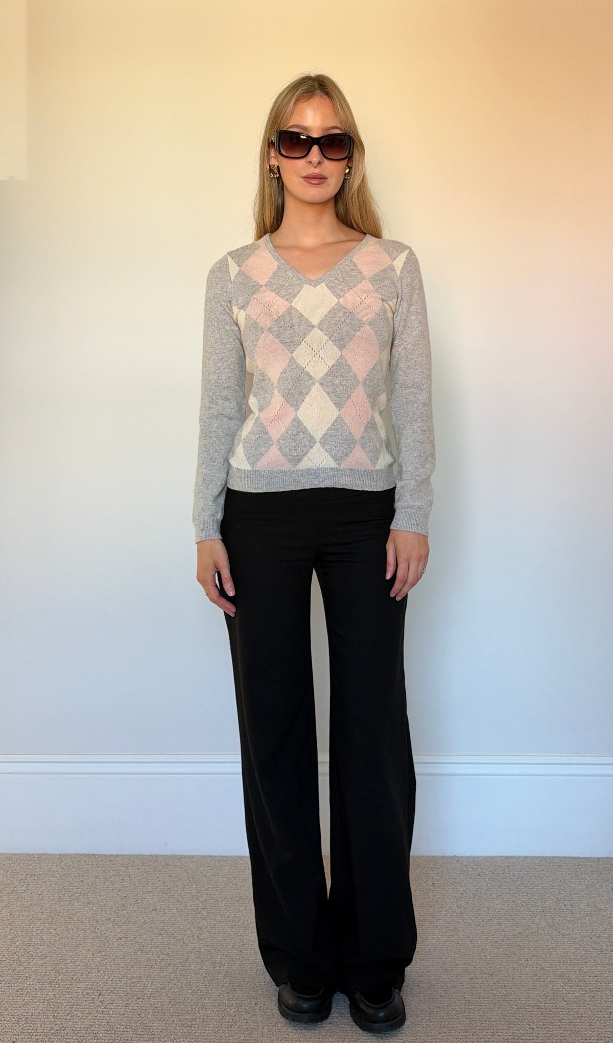 Vintage cashmere argyle jumper