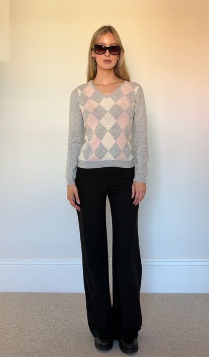 Vintage cashmere argyle jumper