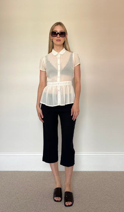 Vintage peplum sheer blouse