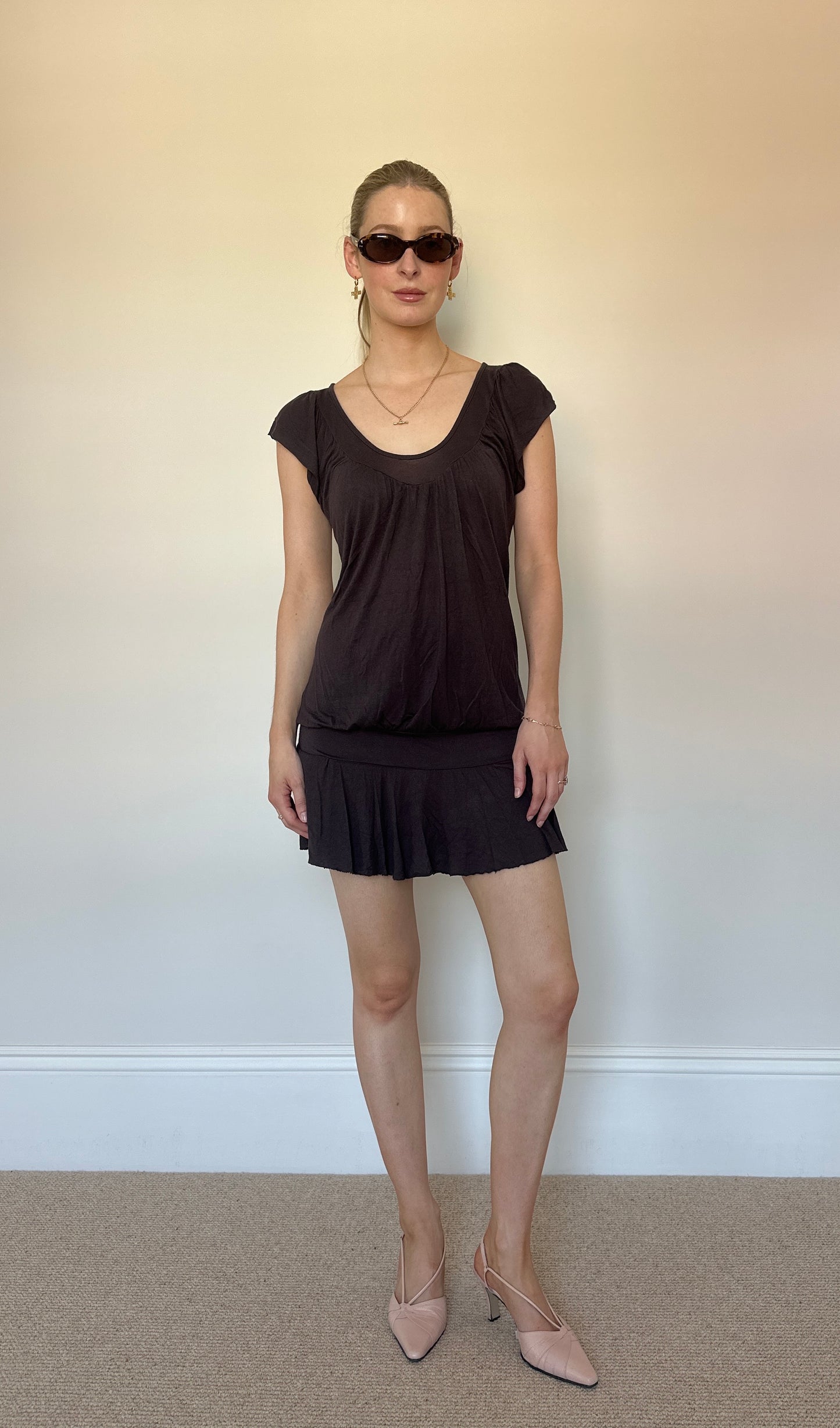 Vintage brown drop waist dress