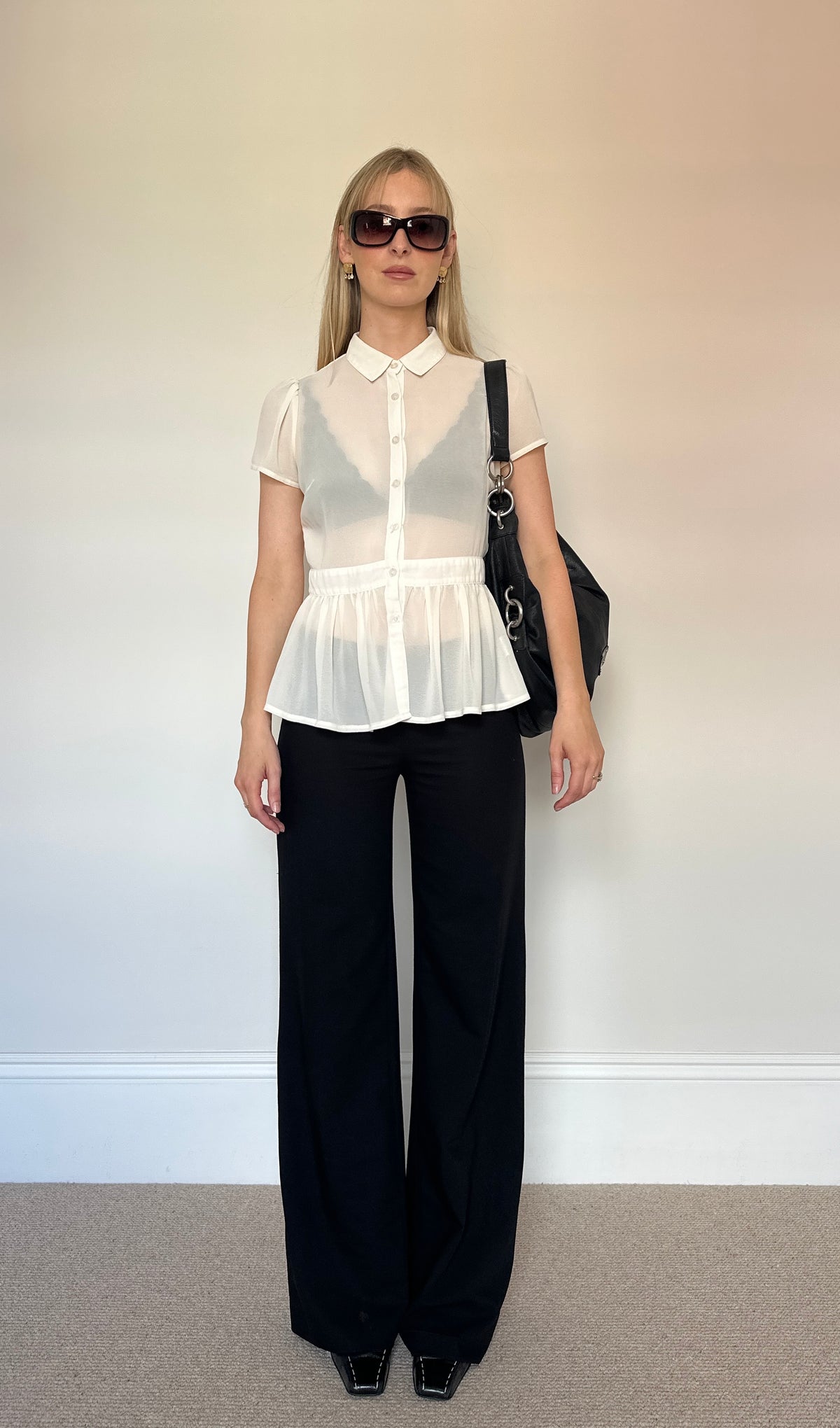Vintage peplum sheer blouse
