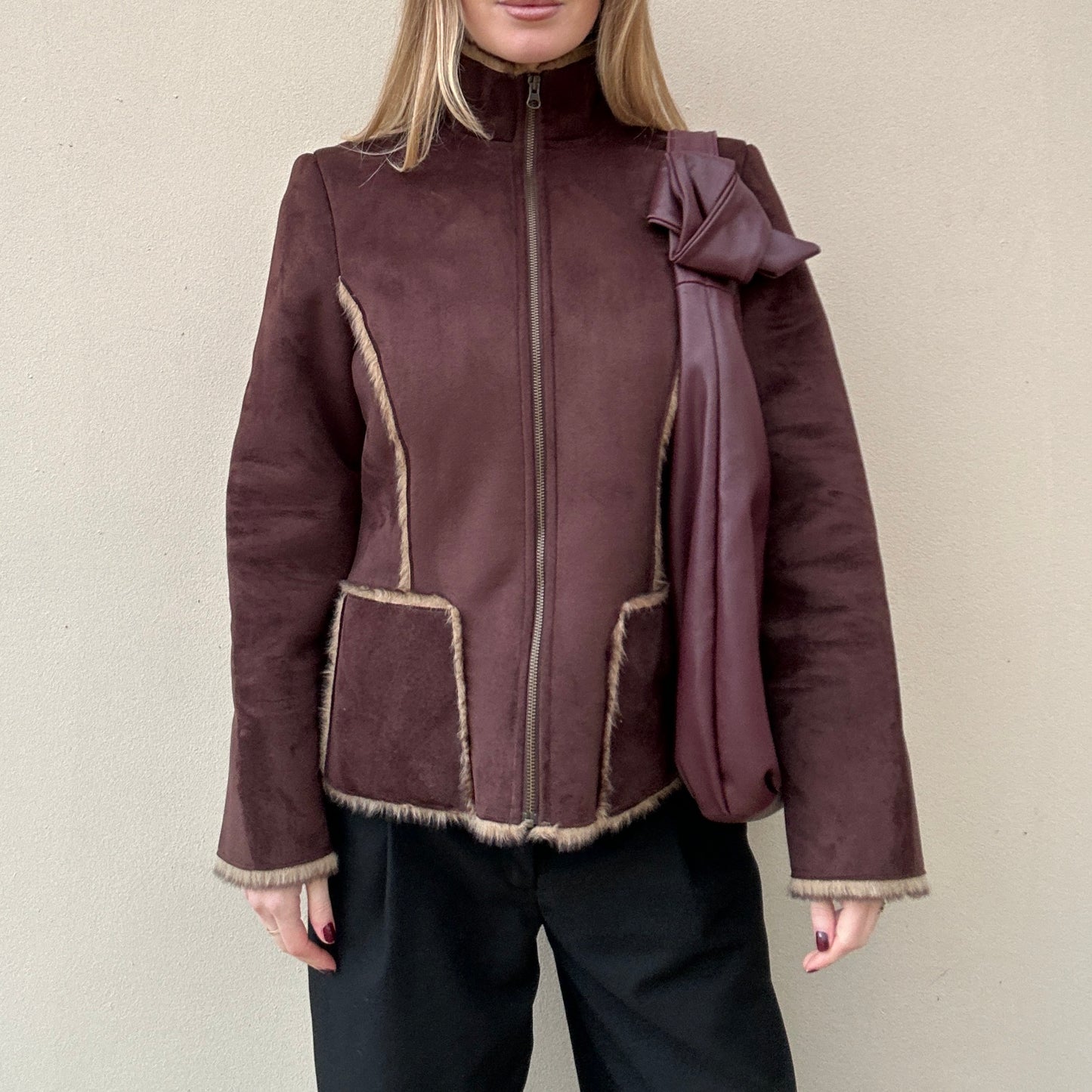 Faux suede brown jacket