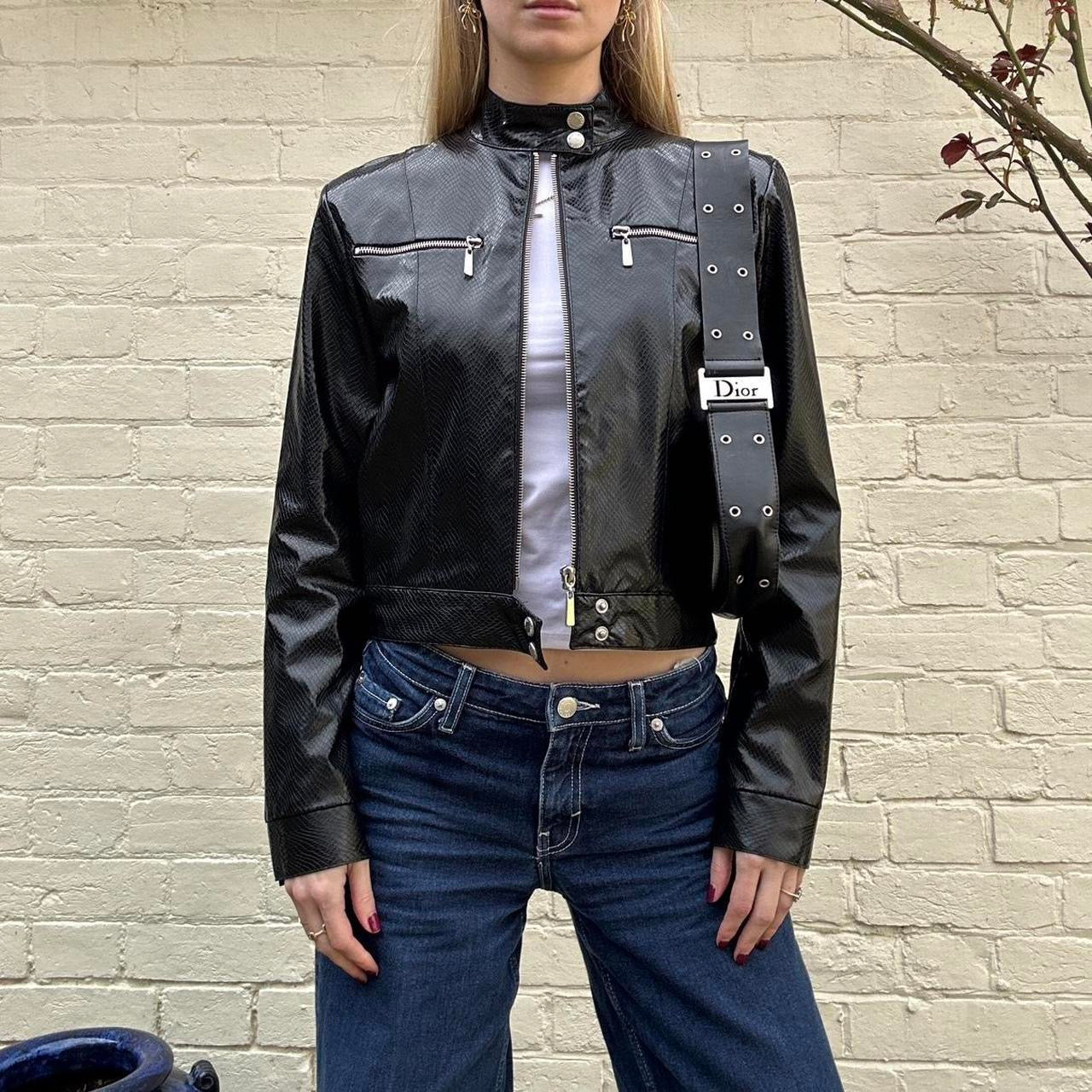 Vintage faux leather biker jacket