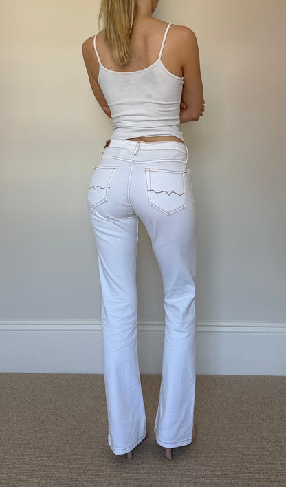 Vintage white low waisted flare jeans