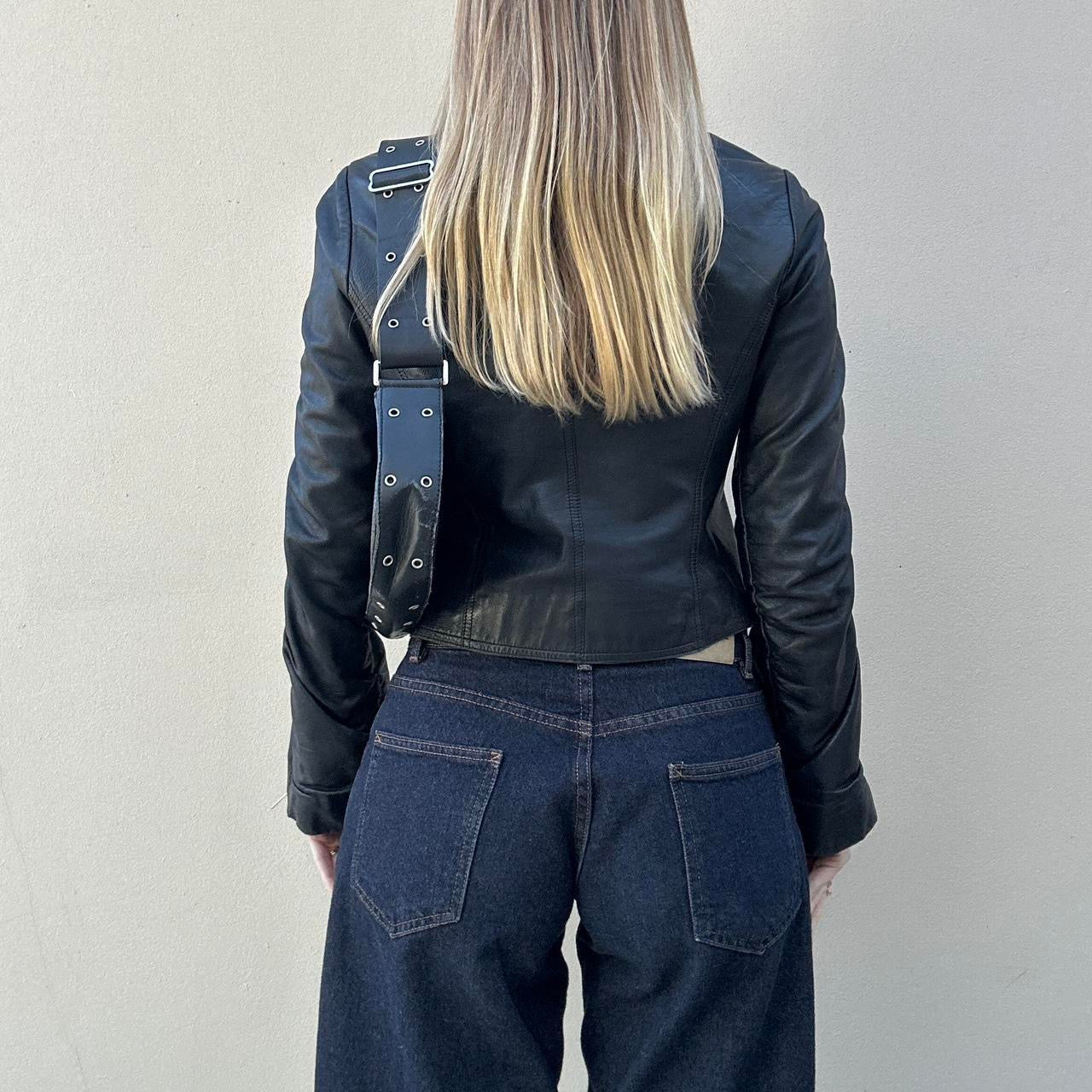 Vintage 00s leather rutched jacket - faulty