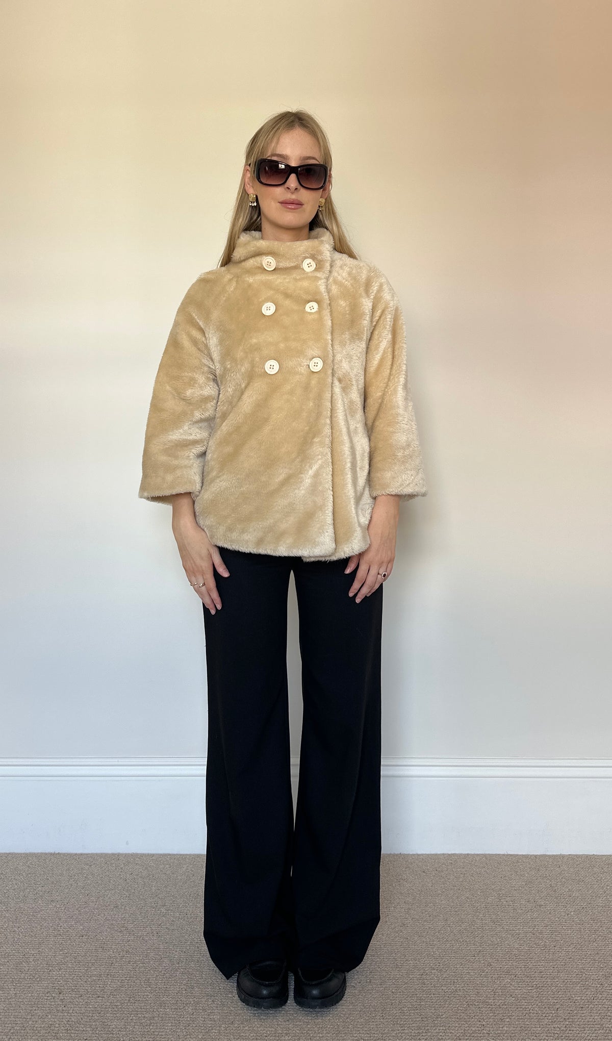 Vintage faux fur double breasted jacket