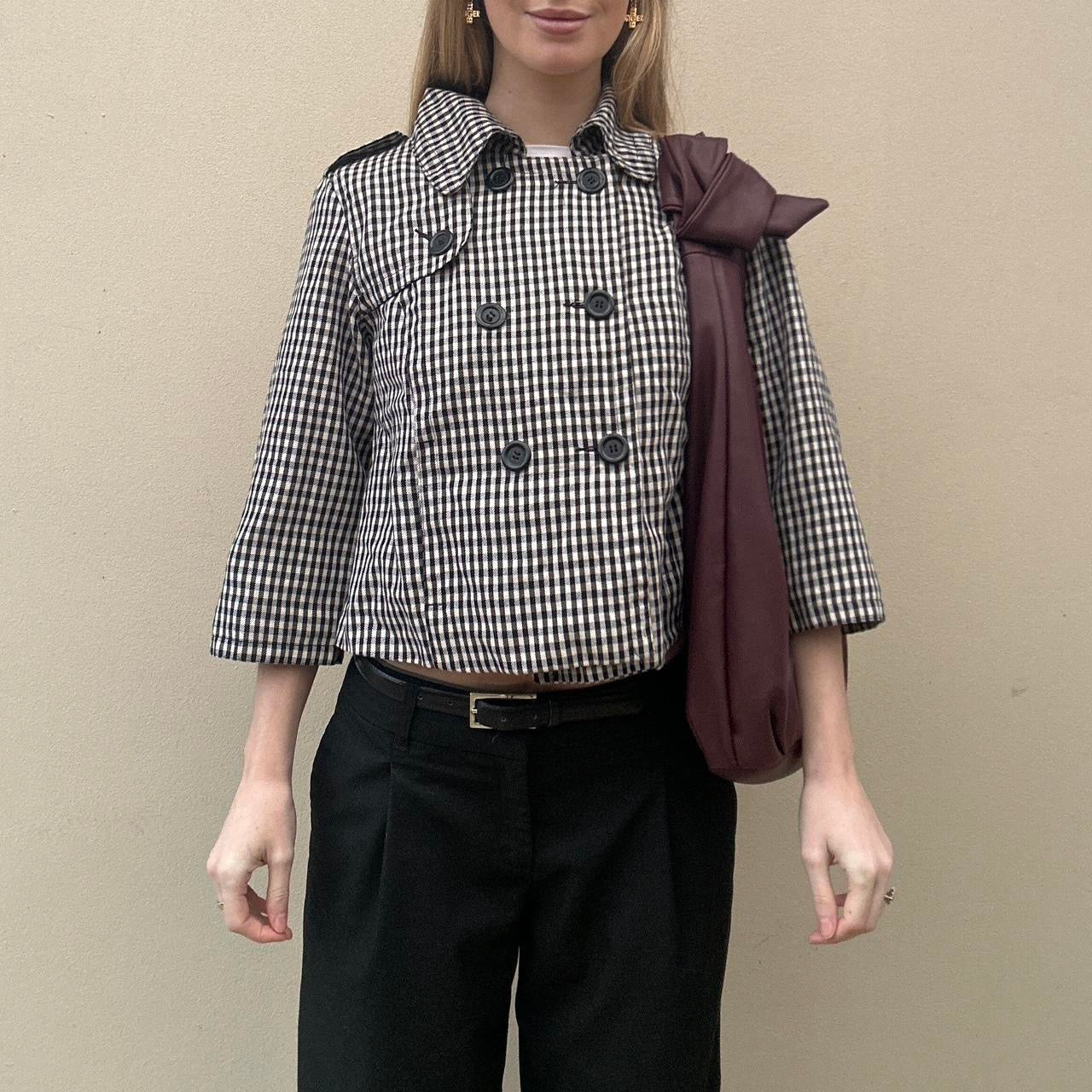 Vintage gingham pea coat