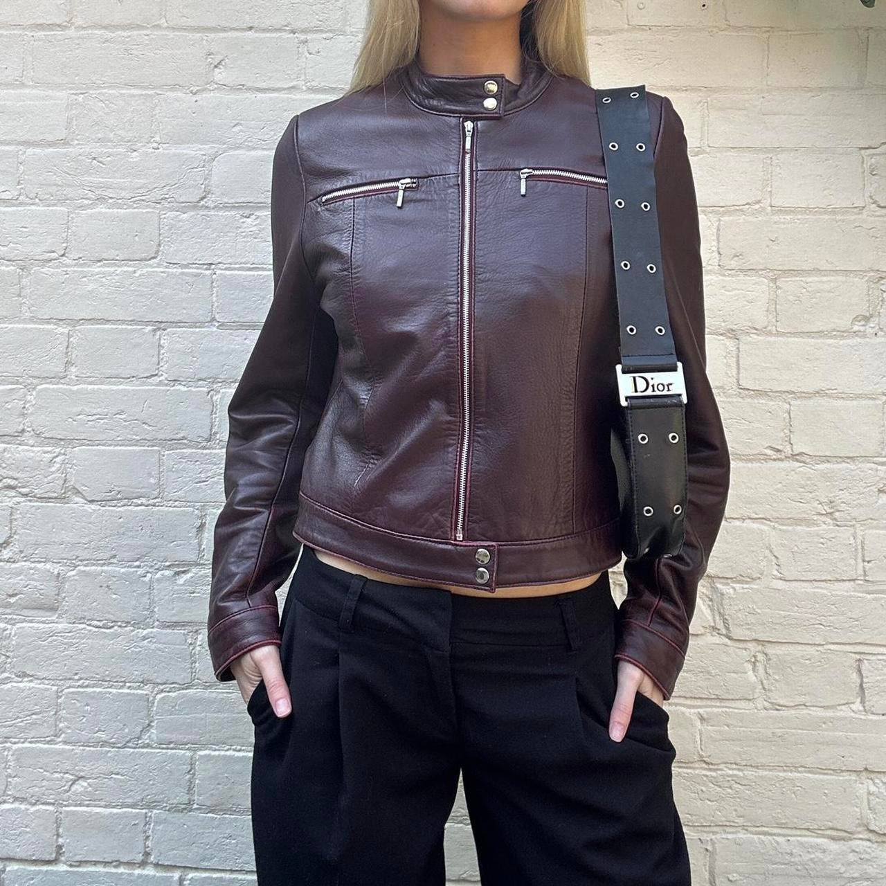 Vintage burgundy leather jacket