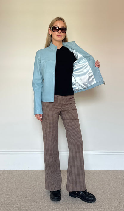 Vintage sky blue leather jacket