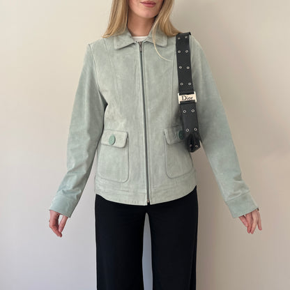 Vintage mint blue suede jacket
