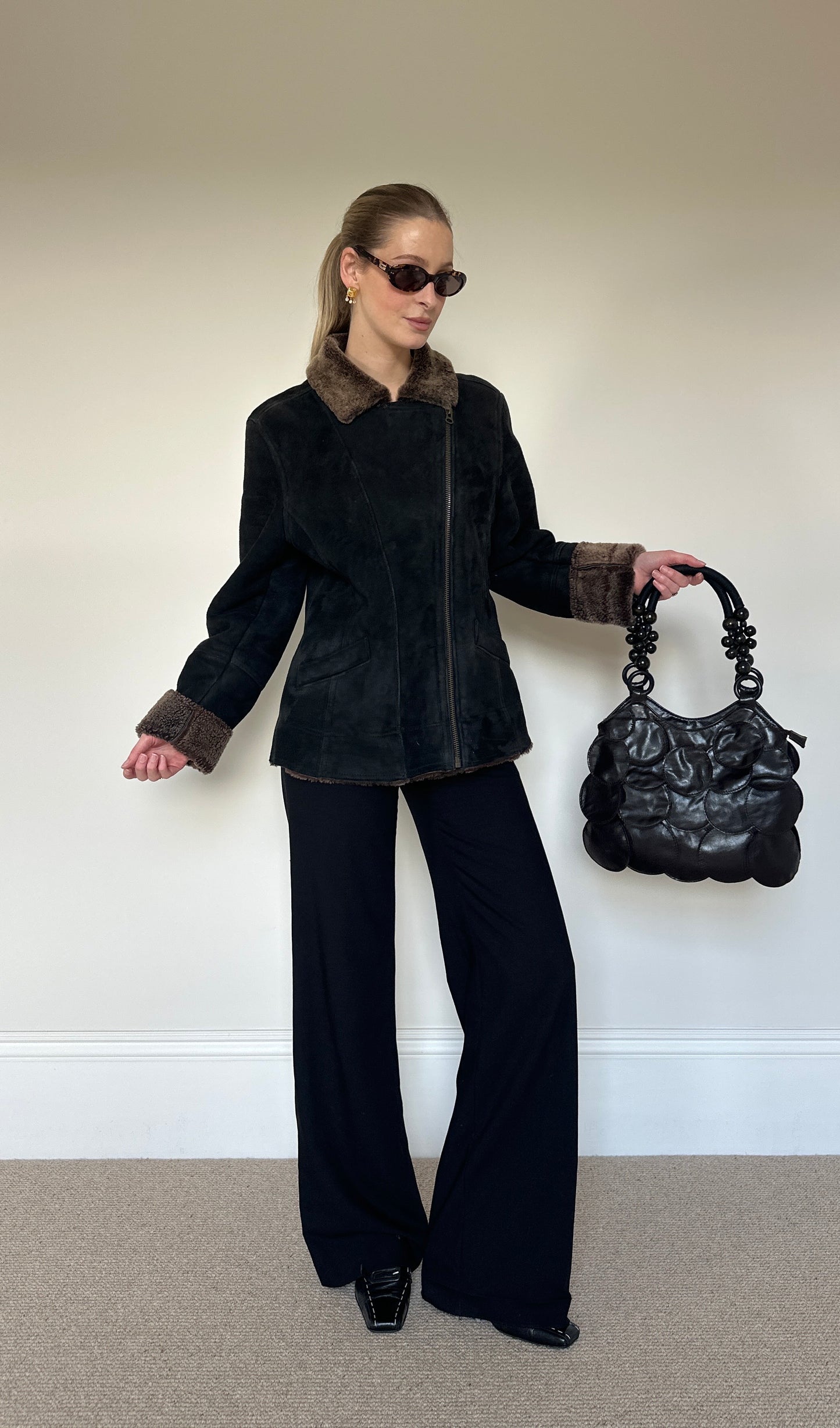 Vintage suede asymmetrical jacket
