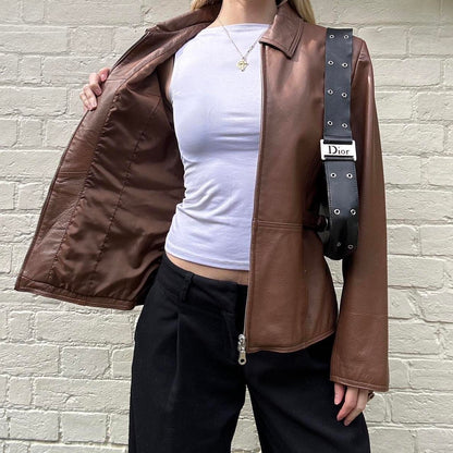 Vintage 00s brown leather jacket