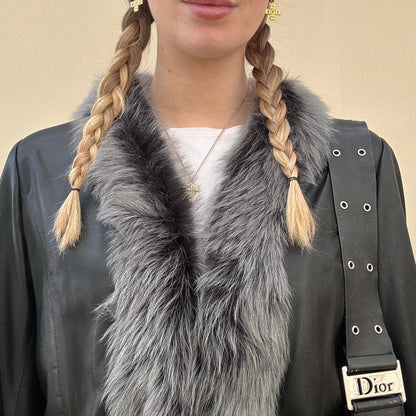 Vintage 00s fur leather jacket