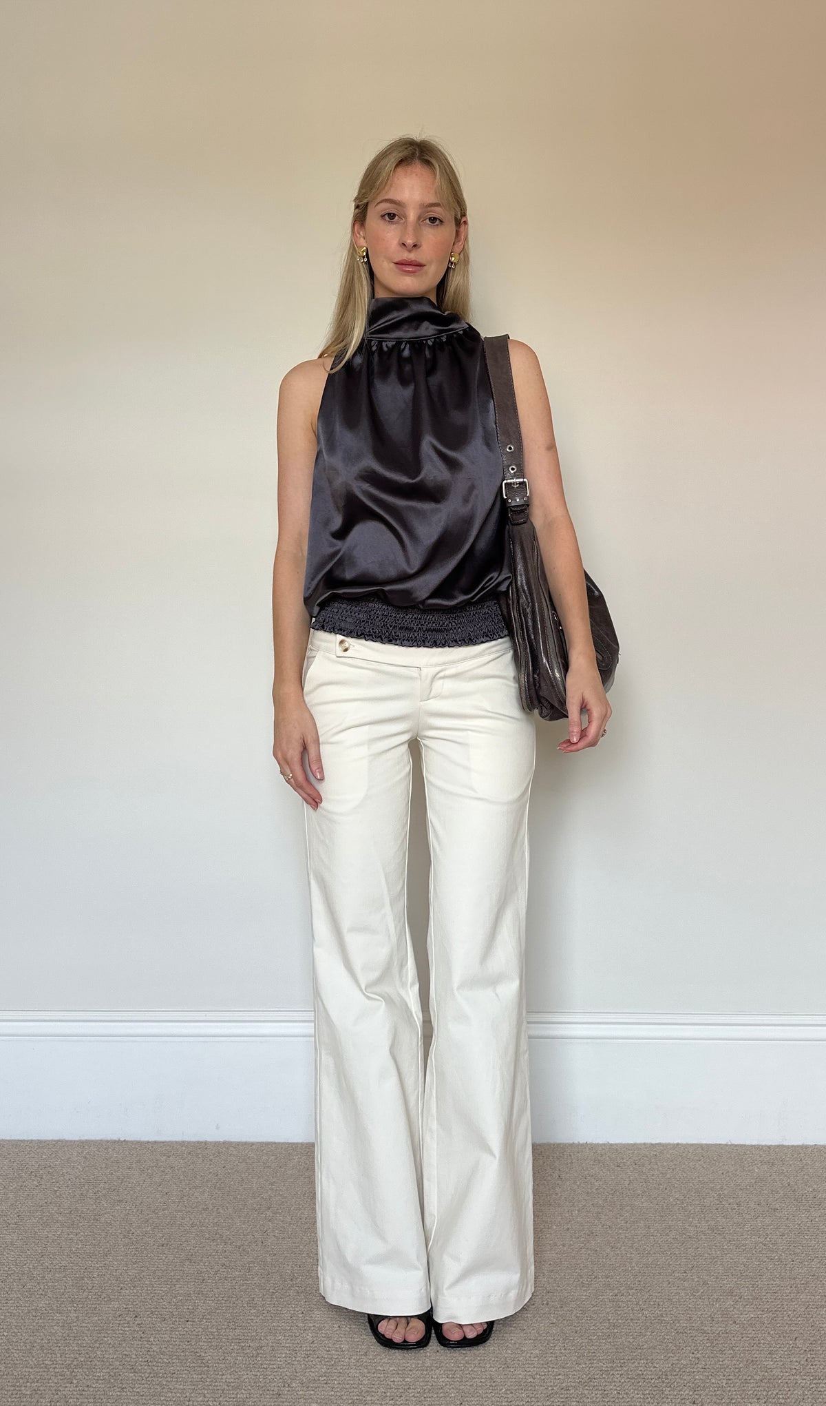 Vintage grey satin halter top