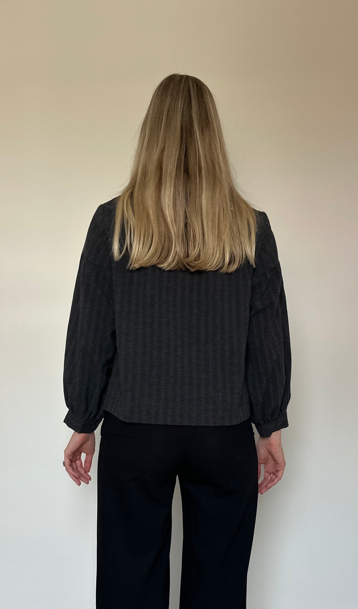 Vintage charcoal pinstripe pea coat