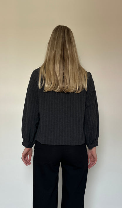 Vintage charcoal pinstripe pea coat