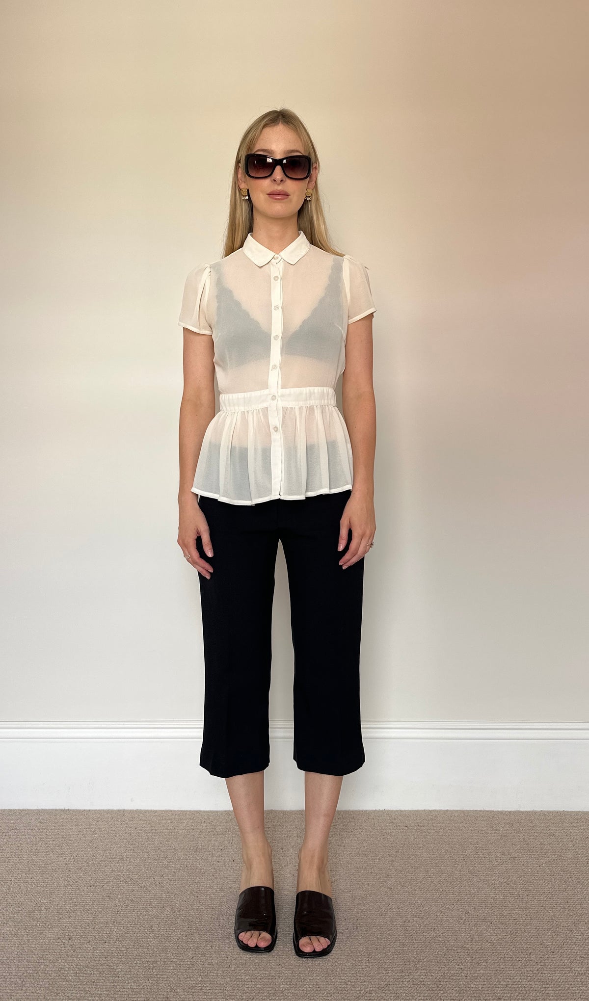 Vintage peplum sheer blouse