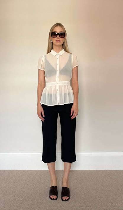 Vintage peplum sheer blouse