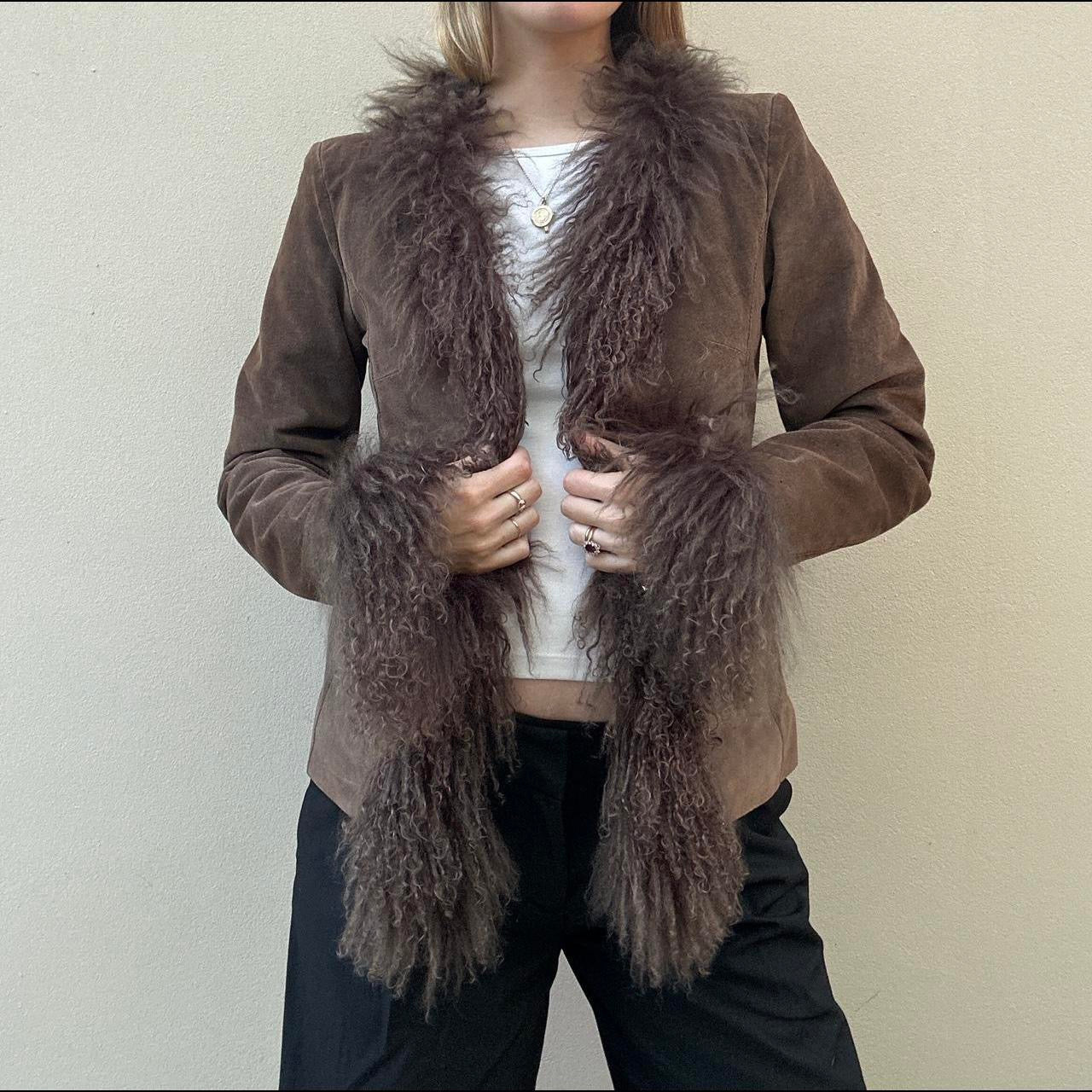 Vintage 00s chocolate brown afghan coat