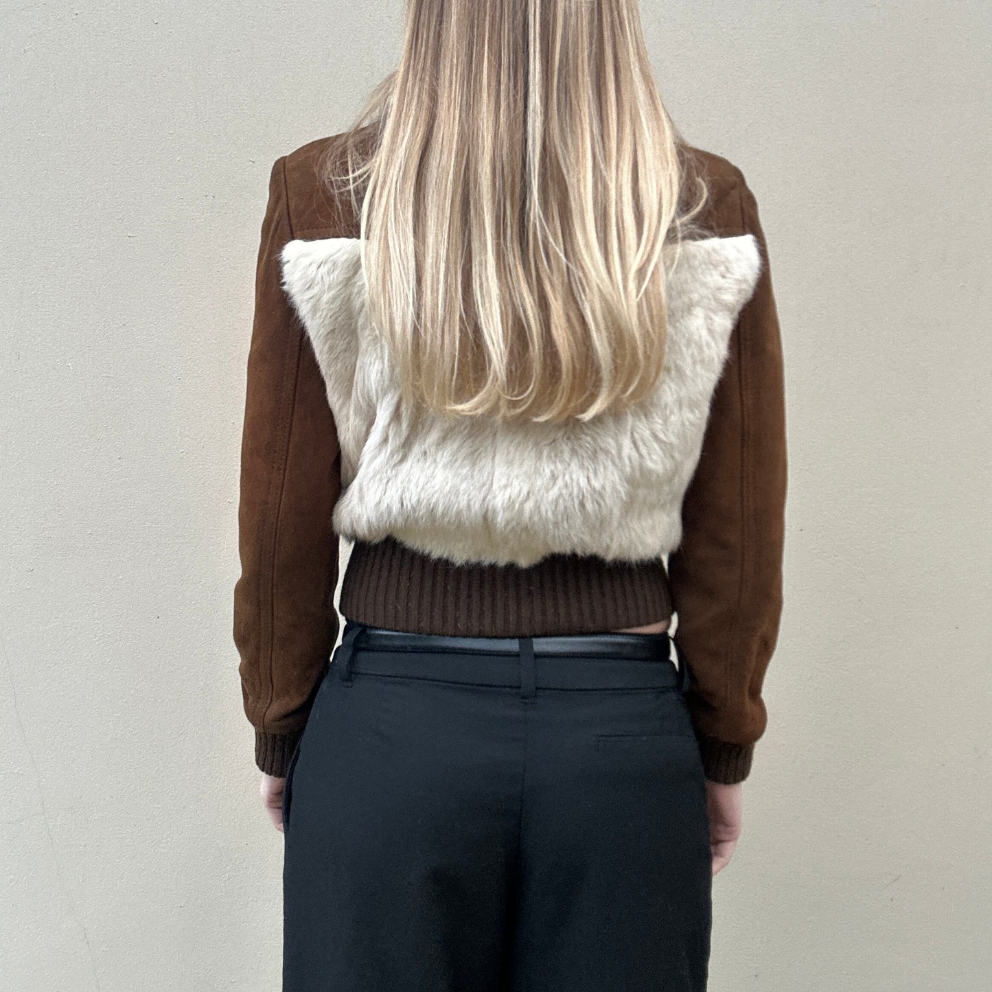 Vintage Suede And Rabbit Fur bomber Jacket