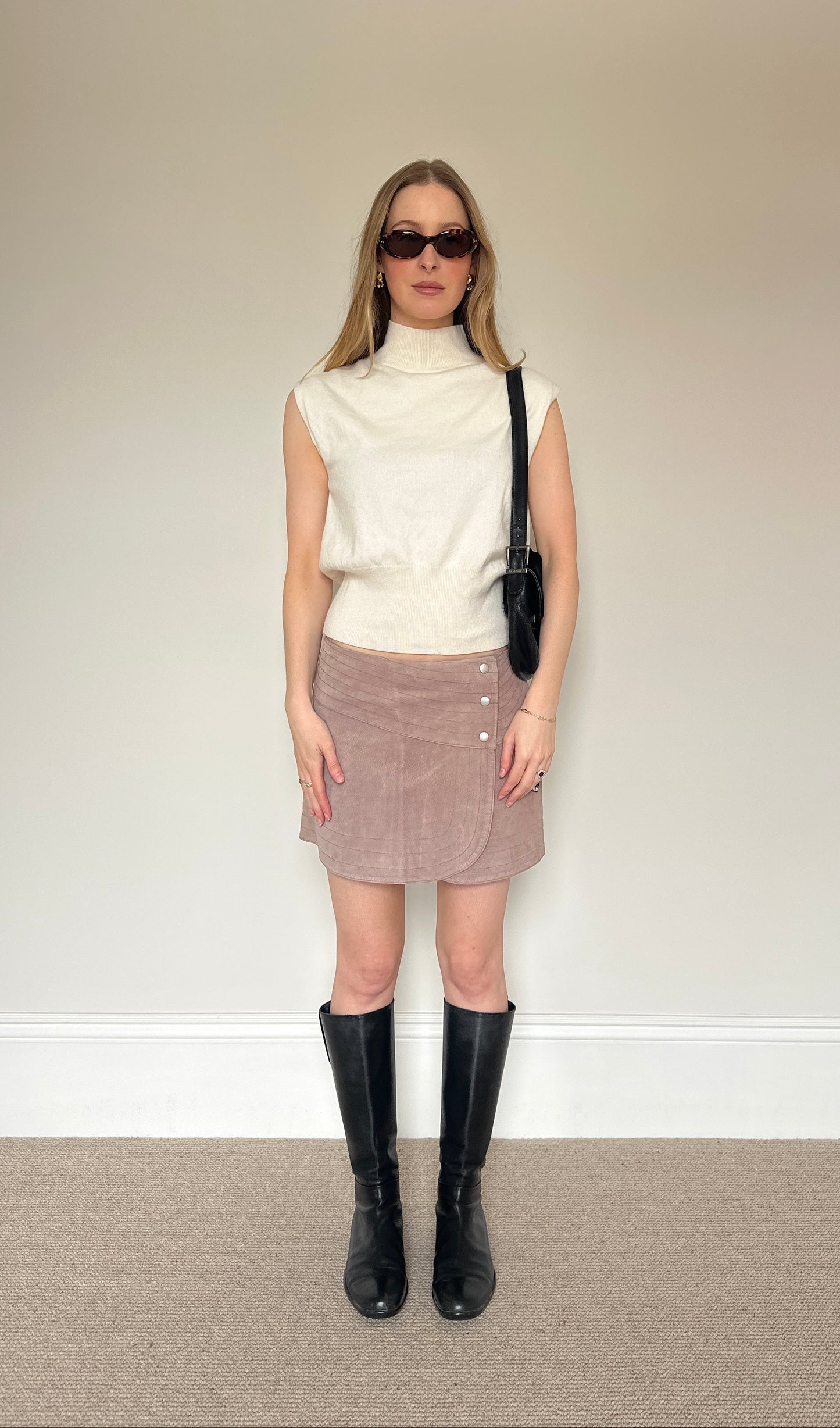 Vintage suede mauve wrap skirt