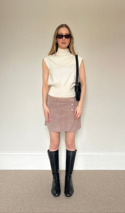 Vintage suede mauve wrap skirt