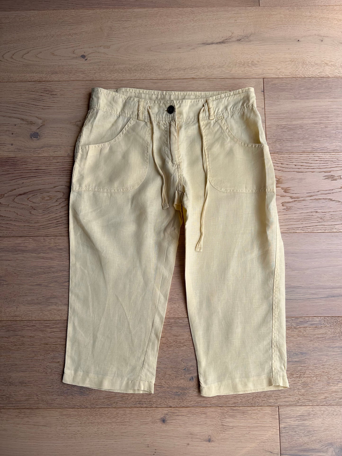 SALE vintage linen butter yellow capris