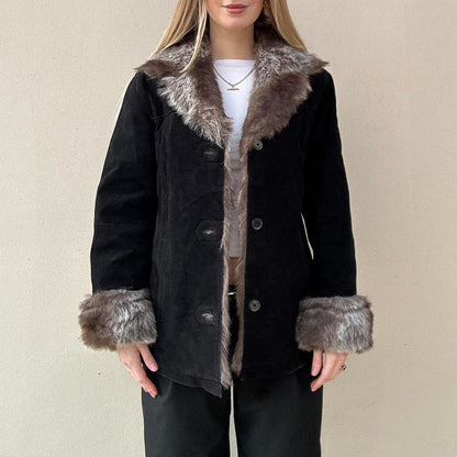 Vintage suede & faux fur jacket