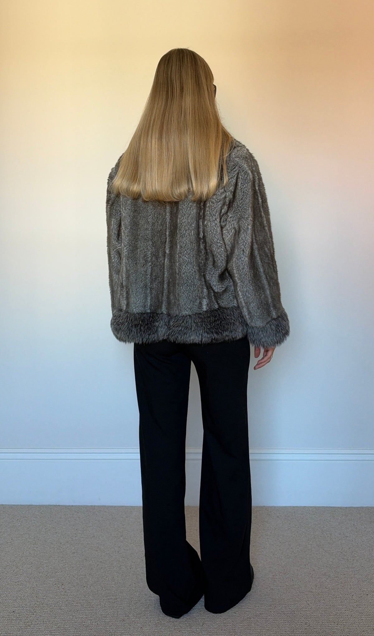 Vintage grey faux fur jacket
