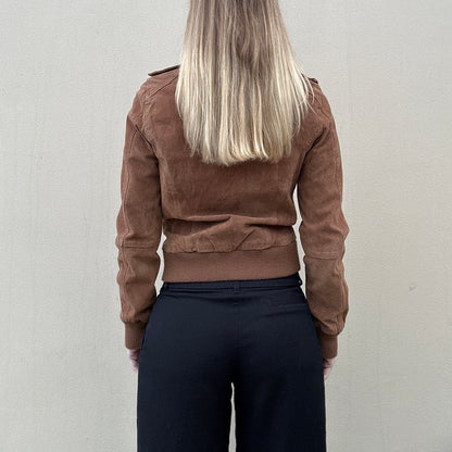 Vintage 00s brown suede bomber jacket
