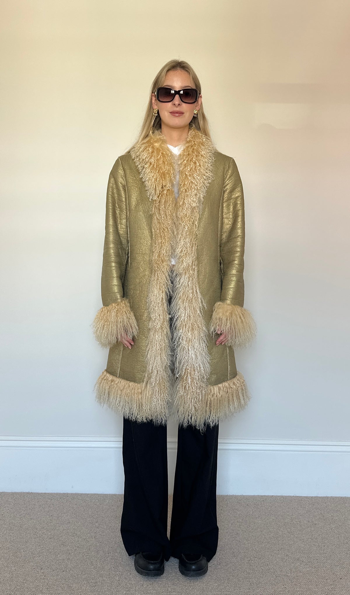 Vintage Mongolian fur gold coat