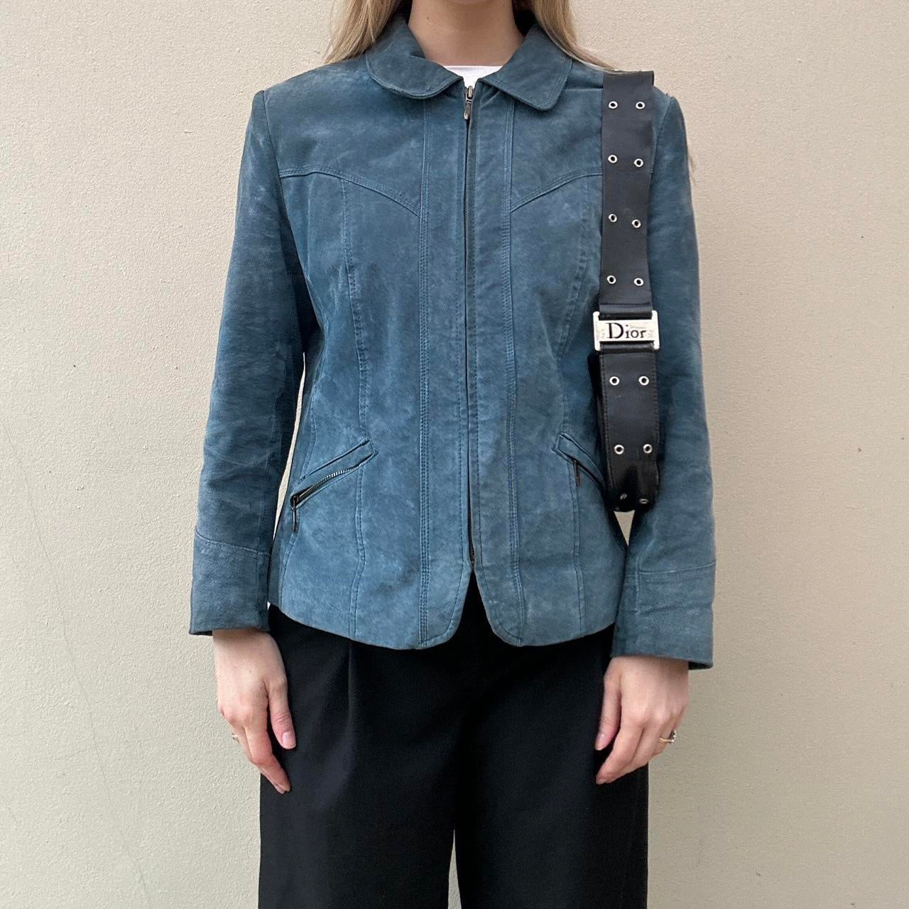 Vintage suede teal jacket