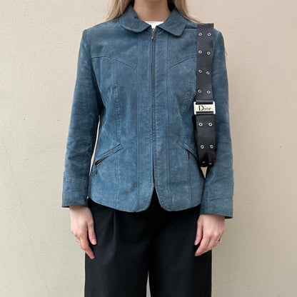 Vintage suede teal jacket