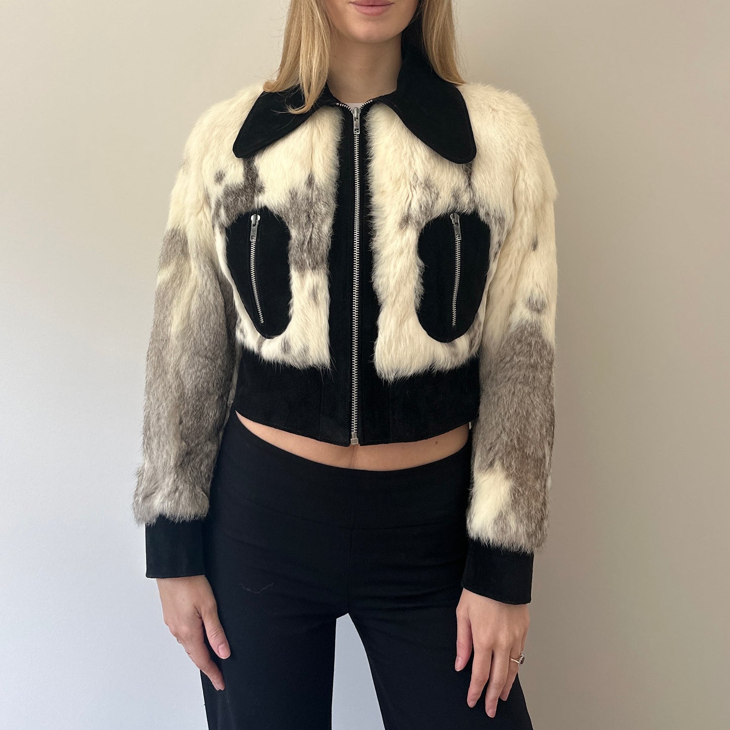 Vintage Fur & suede bomber jacket