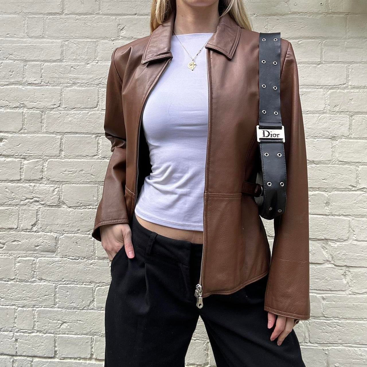 Vintage 00s brown leather jacket