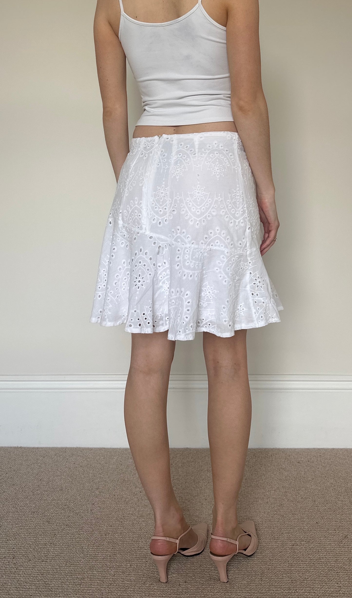 Vintage broderie anglaise midi Skirt