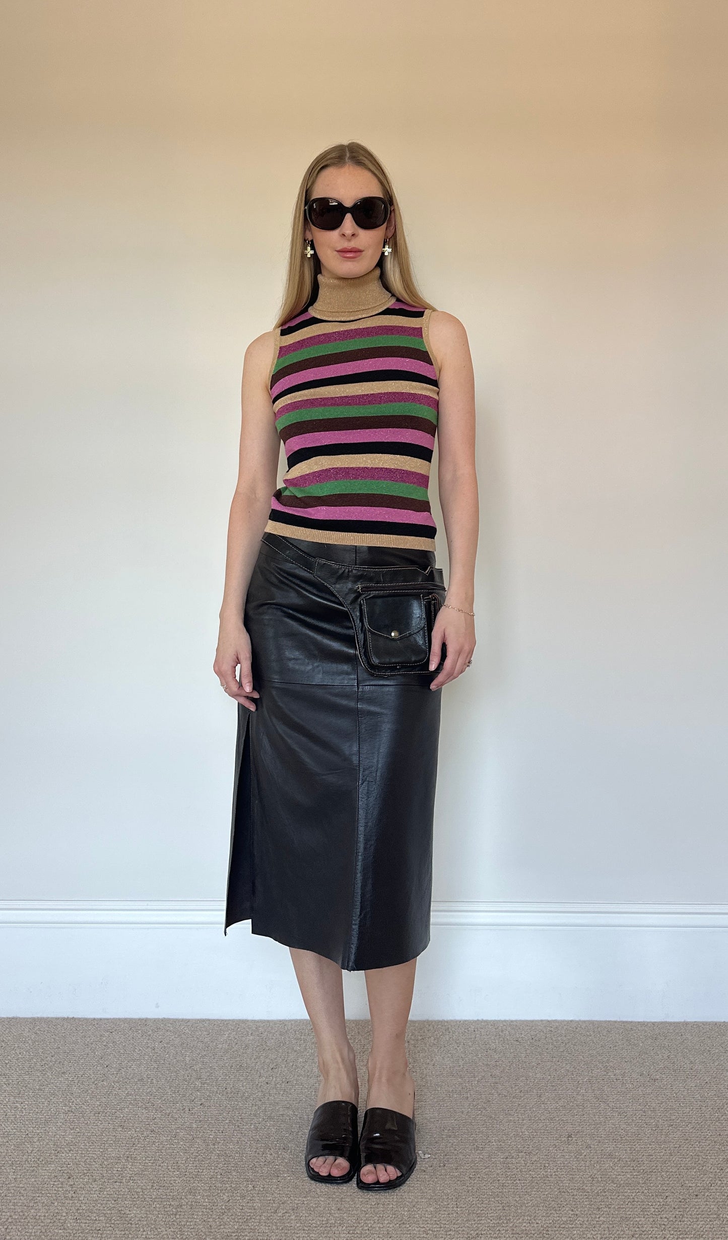 Vintage stripe roll neck top/jumper